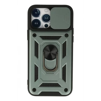 Newface Apple iPhone 13 Pro Max Kılıf Pars Lens Yüzüklü Silikon - Yeşil