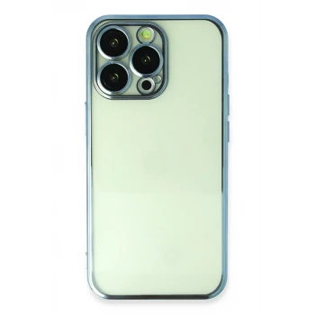 Newface Apple iPhone 13 Pro Max Kılıf Razer Lensli Silikon - Açık Mavi