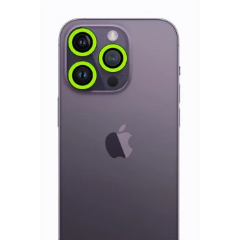 Newface Apple iPhone 13 Pro Max Neon Fosforlu Kamera Lens - Yeşil