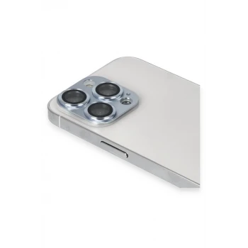 Newface Apple iPhone 13 Pro Max Pers Alüminyum Kamera Lens - Sierra Blue