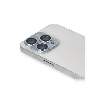 Newface Apple iPhone 13 Pro Max Pers Alüminyum Kamera Lens - Sierra Blue