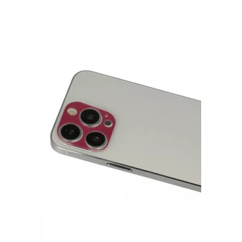 Newface Apple iPhone 13 Pro Max Rainbow Kamera Lens Koruma Cam - Koyu Kırmızı