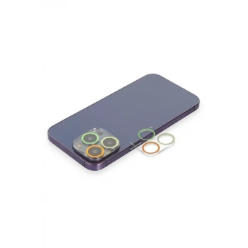 Newface Apple iPhone 13 Pro Max Renkli Kamera Lens Koruma Cam - Sarı-Turuncu