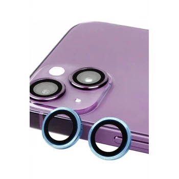 Newface Apple iPhone 13 Raze Metal Kamera Lens - Mavi