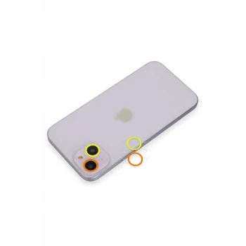 Newface Apple iPhone 13 Renkli Kamera Lens Koruma Cam - Sarı-Turuncu