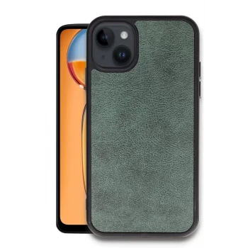 Newface Apple iPhone 14 Kılıf Aras Deri Kapak - Koyu Yeşil