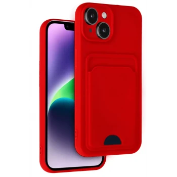 Newface Apple iPhone 14 Kılıf Kelvin Kartvizitli Silikon - Kırmızı