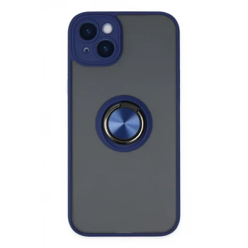 Newface Apple iPhone 14 Kılıf Montreal Yüzüklü Silikon Kapak - Lacivert