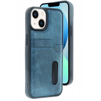Newface Apple iPhone 14 Kılıf Sara Kartvizitli Deri Kılıf - Lacivert