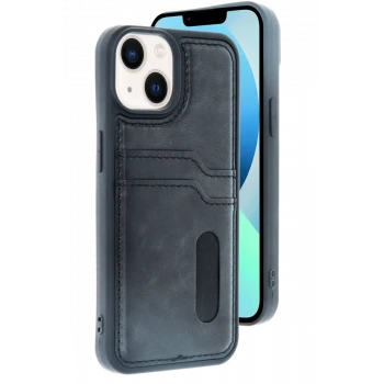 Newface Apple iPhone 14 Kılıf Sara Kartvizitli Deri Kılıf - Siyah