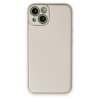 Newface Apple iPhone 14 Plus Kılıf Coco Deri Silikon Kapak - Beyaz