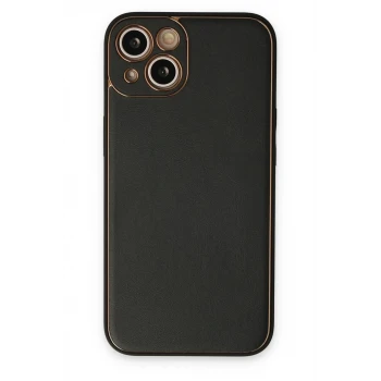 Newface Apple iPhone 14 Plus Kılıf Coco Deri Silikon Kapak - Siyah
