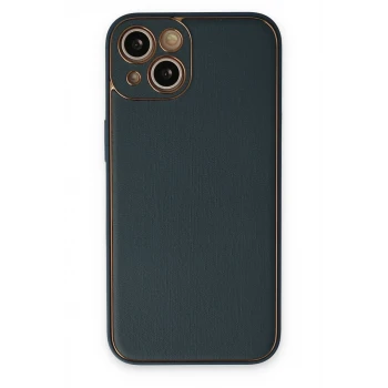 Newface Apple iPhone 14 Plus Kılıf Coco Deri Silikon Kapak - Yeşil