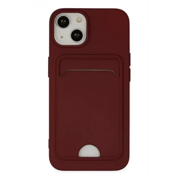 Newface Apple iPhone 14 Plus Kılıf Kelvin Kartvizitli Silikon - Bordo