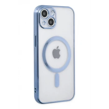 Newface Apple iPhone 14 Plus Kılıf Magneticsafe Lazer Silikon - Sierra Blue