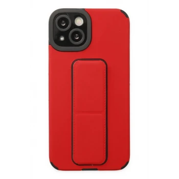 Newface Apple iPhone 14 Plus Kılıf Mega Standlı Silikon - Kırmızı
