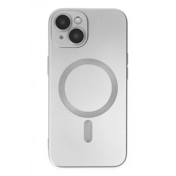 Newface Apple iPhone 14 Plus Kılıf Moshi Lens Magneticsafe Silikon - Gümüş