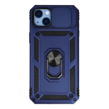 Newface Apple iPhone 14 Plus Kılıf Pars Lens Yüzüklü Silikon - Lacivert