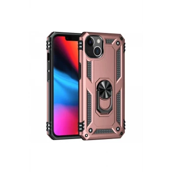 Newface Apple iPhone 14 Plus Kılıf Sofya Yüzüklü Silikon Kapak - Rose