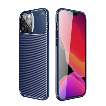 Newface Apple iPhone 14 Pro Kılıf Auto Focus Karbon Kapak - Lacivert