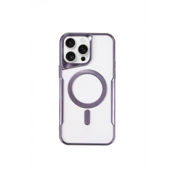 Newface Apple iPhone 14 Pro Kılıf Boyi Magsafe Silikon Kapak - Derin Mor
