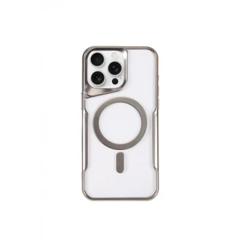 Newface Apple iPhone 14 Pro Kılıf Boyi Magsafe Silikon Kapak - Gümüş