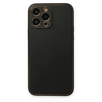 Newface Apple iPhone 14 Pro Kılıf Coco Deri Silikon Kapak - Siyah