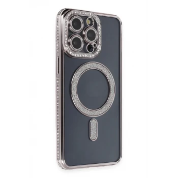 Newface Apple iPhone 14 Pro Kılıf Joke Simli Magneticsafe Kılıf - Gri