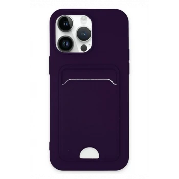 Newface Apple iPhone 14 Pro Kılıf Kelvin Kartvizitli Silikon - Derin Mor