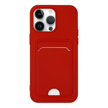 Newface Apple iPhone 14 Pro Kılıf Kelvin Kartvizitli Silikon - Kırmızı