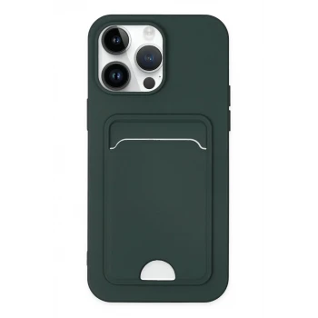 Newface Apple iPhone 14 Pro Kılıf Kelvin Kartvizitli Silikon - Koyu Yeşil