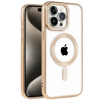 Newface Apple iPhone 14 Pro Kılıf Kronos Magsafe Kapak - Gold