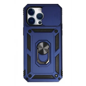 Newface Apple iPhone 14 Pro Kılıf Pars Lens Yüzüklü Silikon - Lacivert