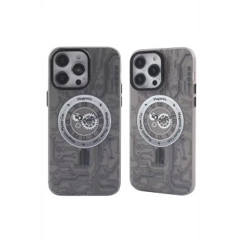 Newface Apple iPhone 14 Pro Max Kılıf Apollo Magneticsafe Desenli Kapak - Apollo Siyah - 1