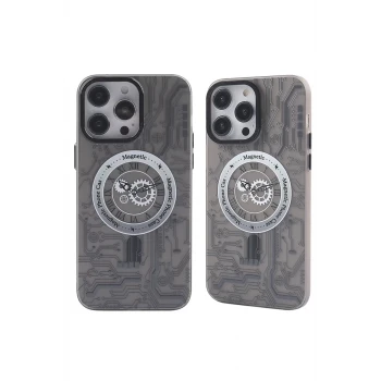 Newface Apple iPhone 14 Pro Max Kılıf Apollo Magneticsafe Desenli Kapak - Apollo Siyah - 1