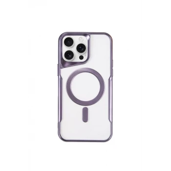 Newface Apple iPhone 14 Pro Max Kılıf Boyi Magsafe Silikon Kapak - Derin Mor