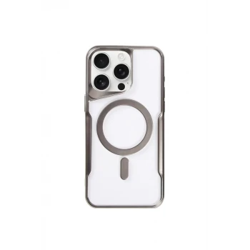 Newface Apple iPhone 14 Pro Max Kılıf Boyi Magsafe Silikon Kapak - Titan Gri