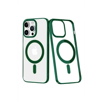 Newface Apple iPhone 14 Pro Max Kılıf Element Magneticsafe Sert Kapak - Köknar Yeşili
