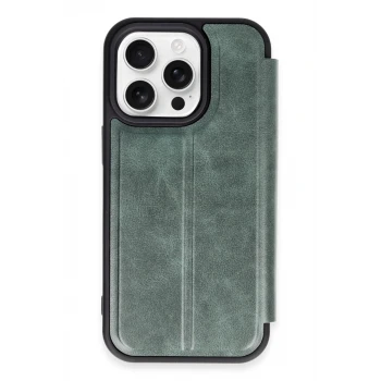 Newface Apple iPhone 14 Pro Max Kılıf Flip Cover - Koyu Yeşil