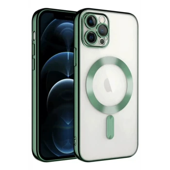 Newface Apple iPhone 14 Pro Max Kılıf Kross Magneticsafe Kapak - Koyu Yeşil