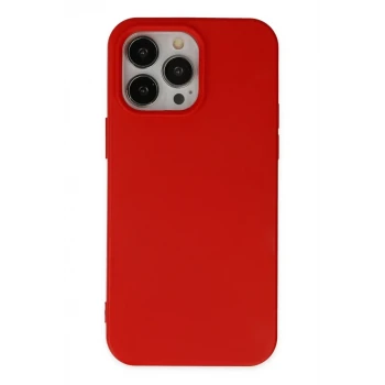 Newface Apple iPhone 14 Pro Max Kılıf Nano içi Kadife Silikon - Kırmızı