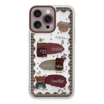 Newface Apple iPhone 14 Pro Max Kılıf Sweet Desenli Silikon Kapak - Şeffaf