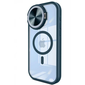 Newface Apple iPhone 14 Pro Max Kılıf Teleskop Lens Magsafe Silikon Kapak - Lacivert