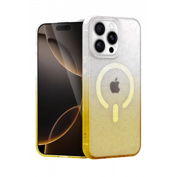 Newface Apple iPhone 14 Pro Max Pummel Shiny Magsafe Kapak - Gold
