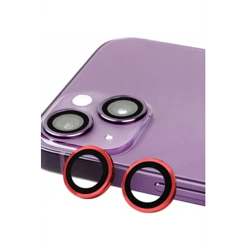 Newface Apple iPhone 14 Raze Metal Kamera Lens - Kırmızı