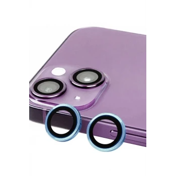 Newface Apple iPhone 14 Raze Metal Kamera Lens - Mavi