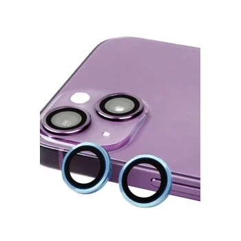Newface Apple iPhone 14 Raze Metal Kamera Lens - Mavi