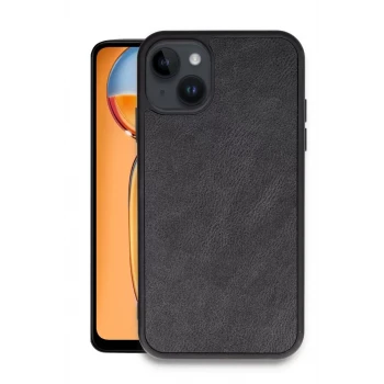 Newface Apple iPhone 15 Kılıf Aras Deri Kapak - Siyah