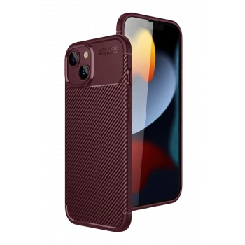 Newface Apple iPhone 15 Kılıf Auto Focus Karbon Kapak - Bordo