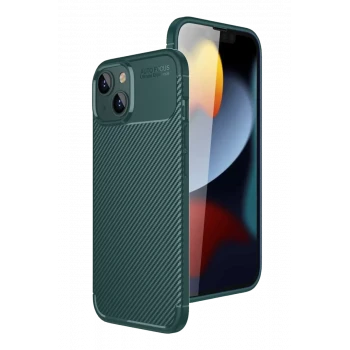 Newface Apple iPhone 15 Kılıf Auto Focus Karbon Kapak - Yeşil